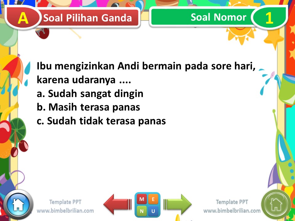 Power Point (PPT) Soal Tema 3 Kelas 1 SD Subtema 3 Kegiatan Sore Hari