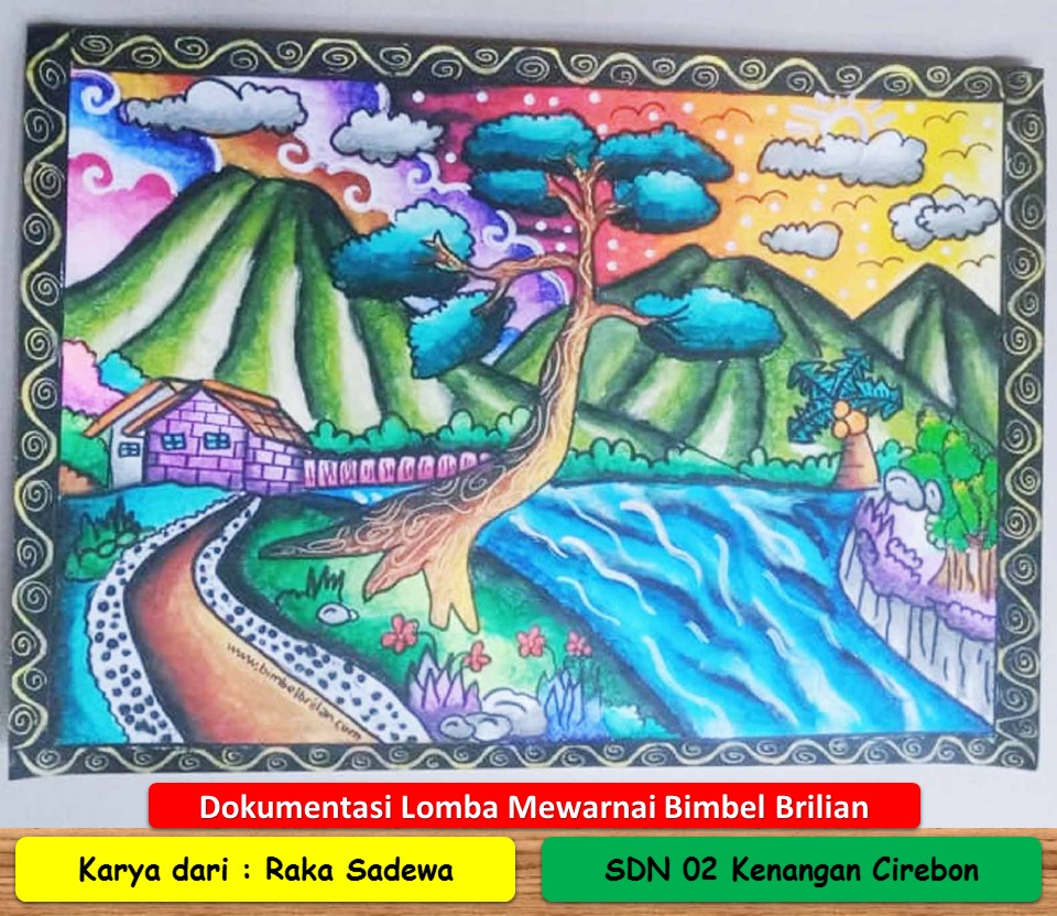 Gambar Pemandangan yang Indah - Lomba Mewarnai Bimbel Brilian