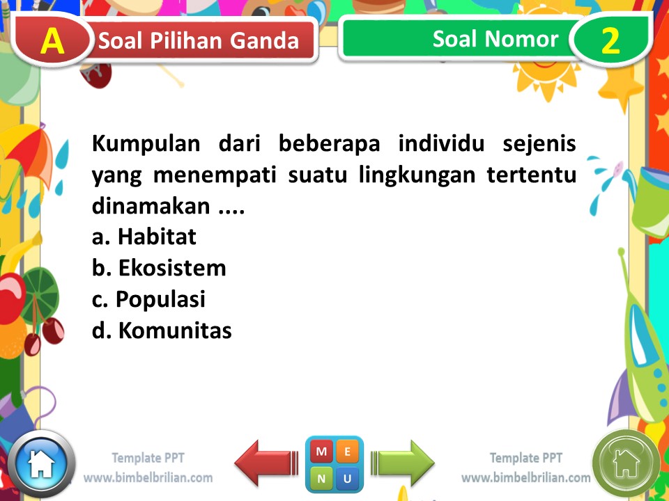 Media Power Point (PPT) Soal Tema 5 Kelas 5 SD Subtema 1 Komponen Ekosistem