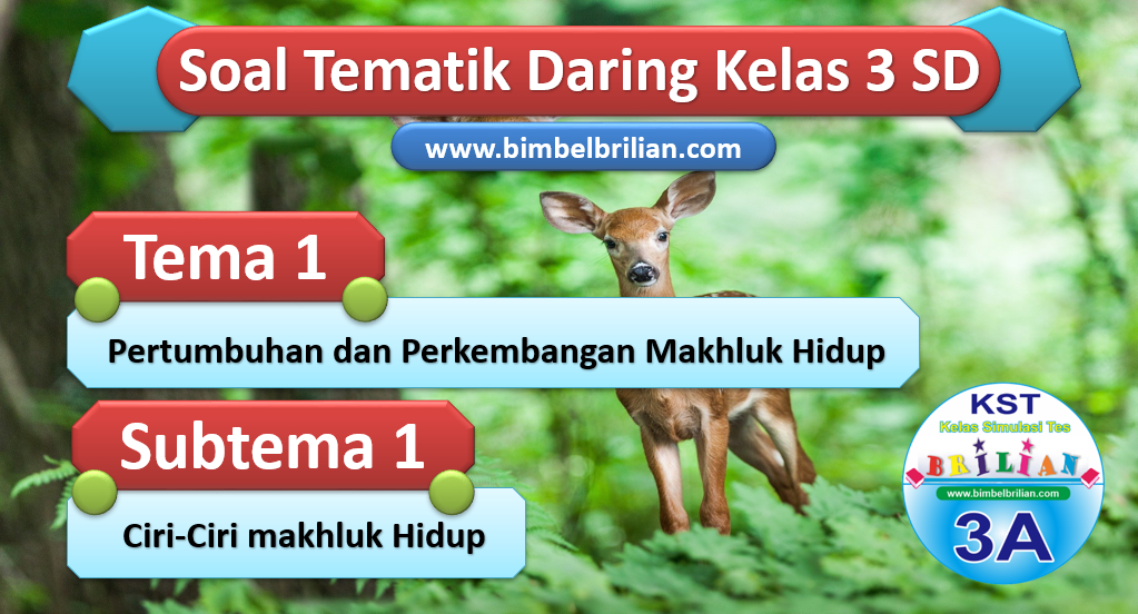 Soal Daring Tema 1 Kelas 3 SD Subtema1 Ciri-Ciri Makhluk Hidup KST