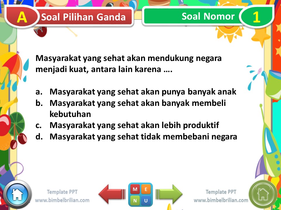 PPT - Soal Tematik Kelas 6 SD Tema 6 Subtema 1 Masyarakat Sehat, Negara Kuat - www.bimbelbrilian.com