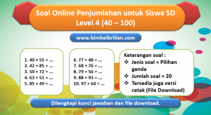 Soal Online Penjumlahan Level 4 untuk Kelas 1 & 2 SD (40 – 100)