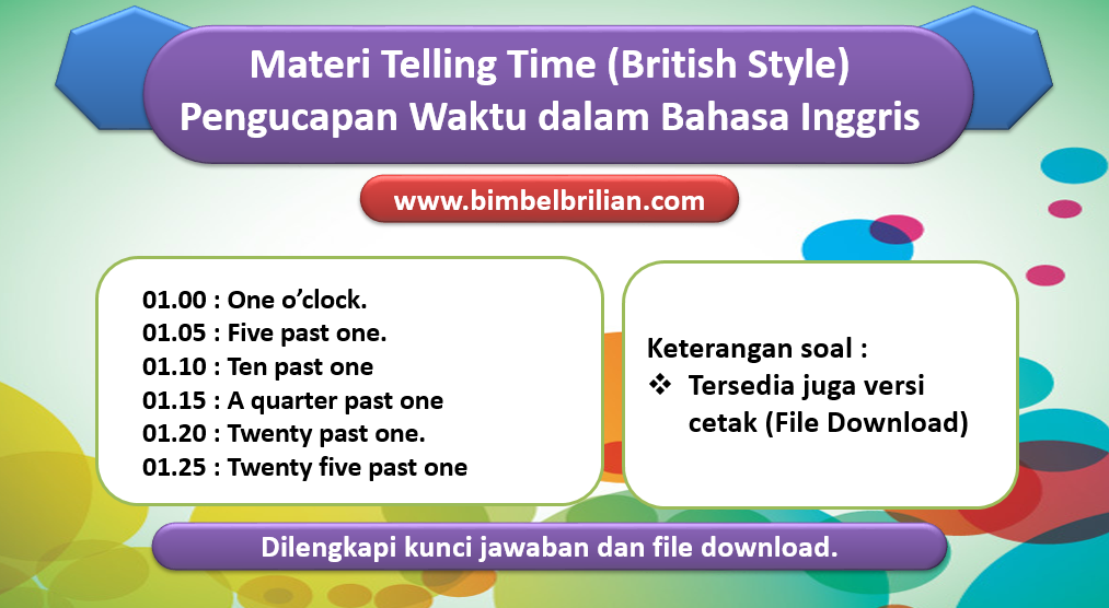 Materi Telling Time Jam Lengkap British Style