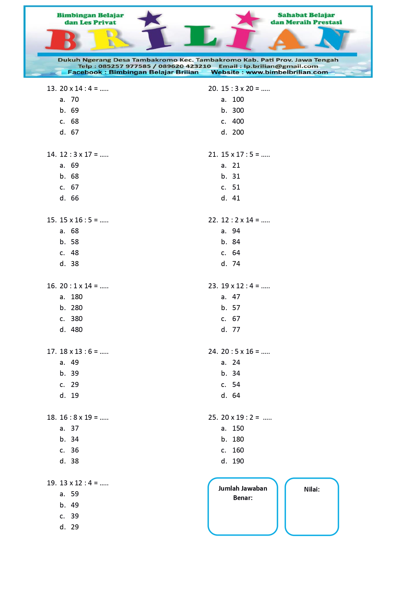 Soal Campuran Perkalian dan Pembagian Level 2 - www. bimbelbrilian.com _page-0002