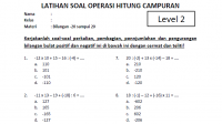 Soal Operasi Hitung Bilangan Bulat Positif dan Negatif Level 2