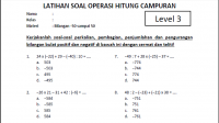 Soal Operasi Hitung Bilangan Bulat Positif dan Negatif Level 3