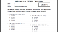 Soal Operasi Hitung Bilangan Bulat Positif dan Negatif Level 6
