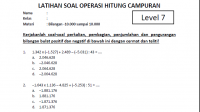 Soal Operasi Hitung Bilangan Bulat Positif dan Negatif Level 7