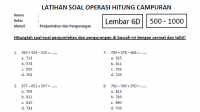 Soal Penjumlahan Pengurangan SD Level 6
