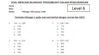 Soal Mencari Bilangan n dalam Pengurangan Kelas 4 SD Level 6 dan Kunci Jawaban