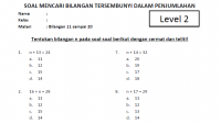 Soal Mencari Bilangan n dalam Penjumlahan Kelas 2 SD Level 2 dan Kunci Jawaban