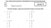 Soal Mencari Bilangan n dalam Penjumlahan Kelas 2 SD Level 3 dan Kunci Jawaban