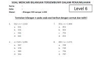 Soal Mencari Bilangan n dalam Penjumlahan Kelas 4 SD Level 6 dan Kunci Jawaban