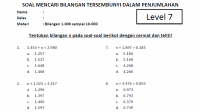 Soal Mencari Bilangan n dalam Penjumlahan Kelas 4 SD Level 7 dan Kunci Jawaban