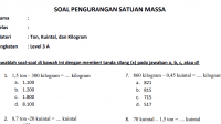 Soal Pengurangan Satuan Ton Kuintal Kilogram