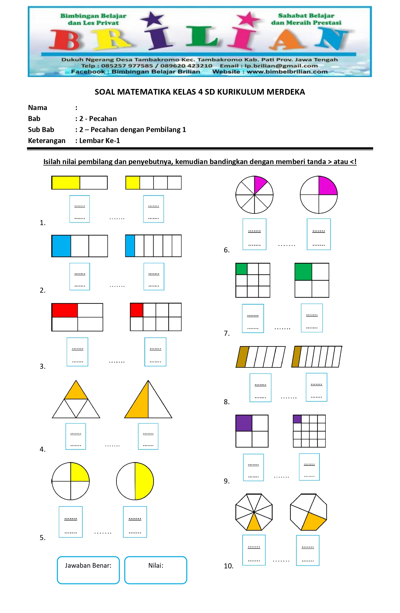 Contoh Latihan Soal Matematika Kelas Sd Pecahan Senilai My XXX Hot Girl