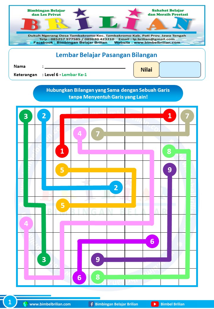 Soal Menghubungkan Pasangan Bilangan dengan Garis