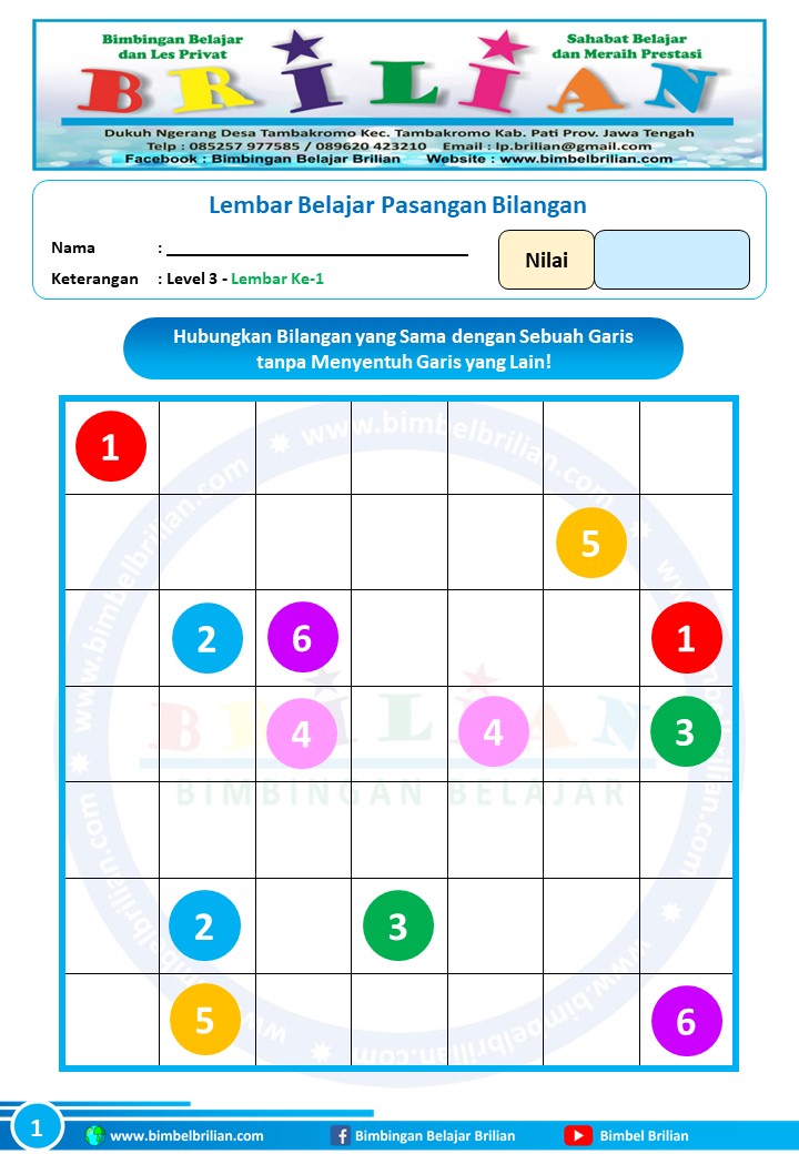 Soal Menghubungkan Pasangan Bilangan dengan Garis Level 3