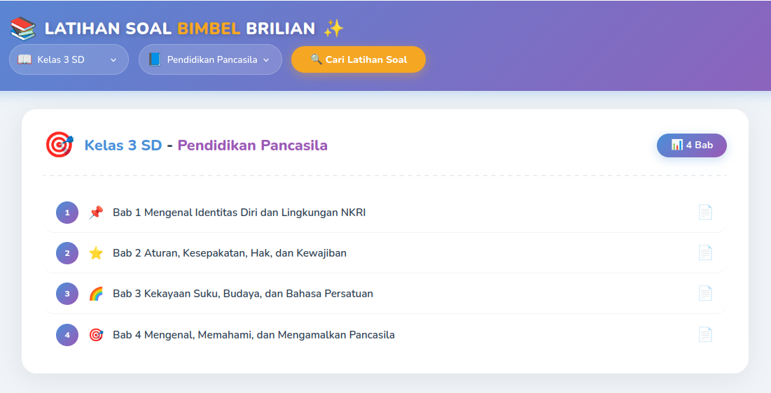 Daftar Soal Kelas 3 SD - PJOK
